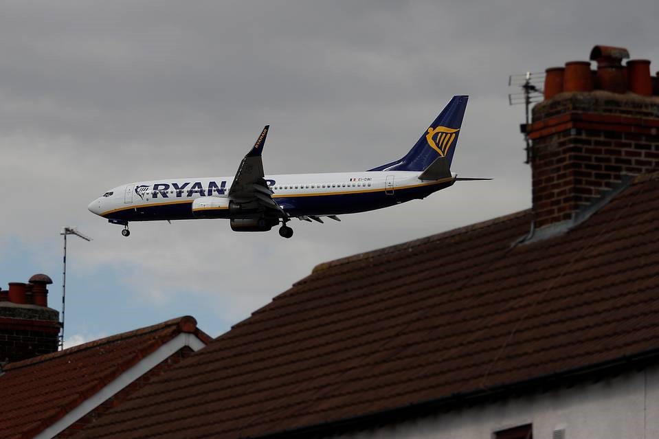 A Ryanair plane prepares to land at Manchester Airport in Manchester, northern England. Ryanair Chief Executive Michael O’Leary had been sanguine about the prospects for his airline whichever way the referendum went. Nonetheless, he had been outspoken for a ‘remain’ vote. PHOTO: REUTERS