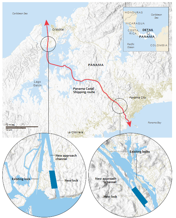 Sources: Panama Canal; OpenStreetMap