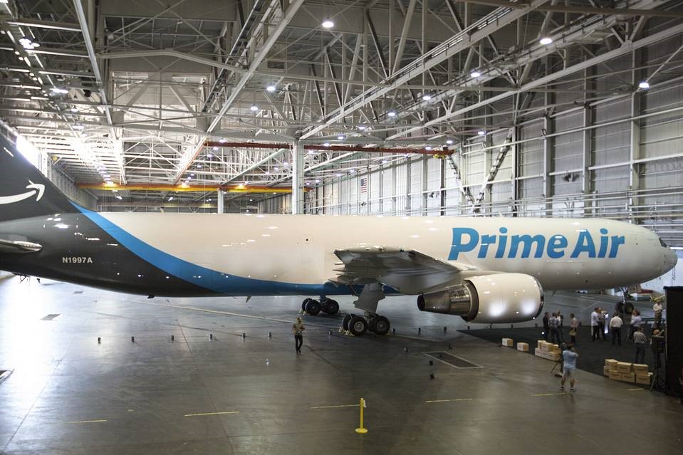 Amazon unveiled the first of a fleet of cargo jets that will be branded "Prime Air." PHOTO: AMAZON.COM INC.